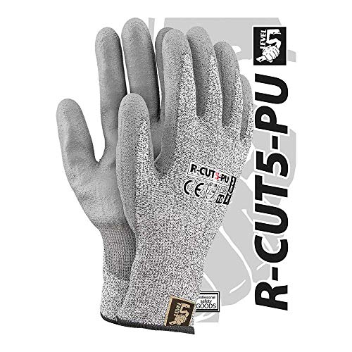 Reis R-CUT5-PU_9 Level5 Schutzhandschuhe, Schwarz-Weiß-Grau, 9 Größe, 12 Stück
