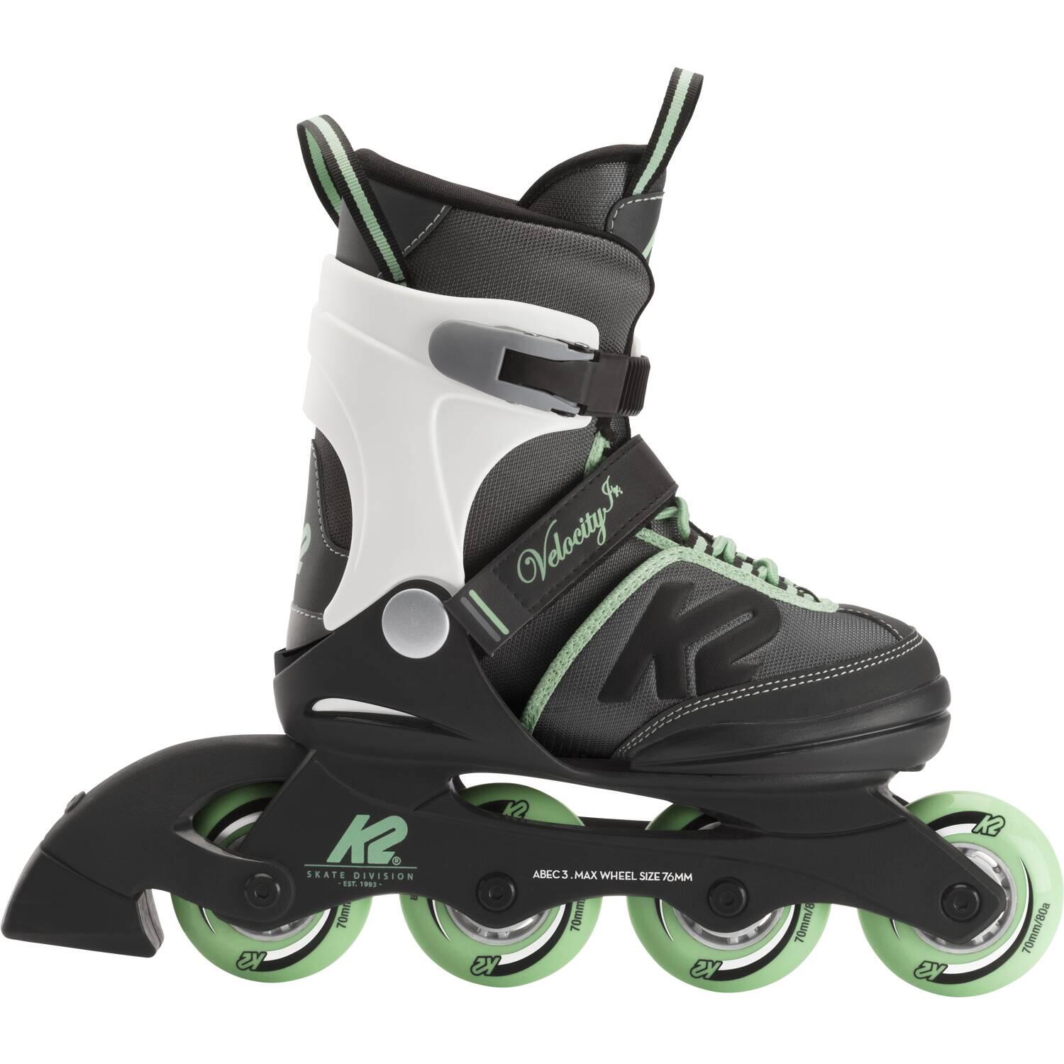 K2 Skates Mädchen Inline Skate Velocity Jr G — grey - green — L (EU: 35-40 / UK: 3-7 / US: 4-8) — 30E0291