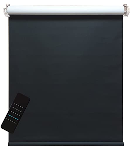 Elektrisches Rollo, schwarz/weiß, 100% Blickdicht, inkl. Akku-Motor & Sender, 110x160 cm (1 ST)