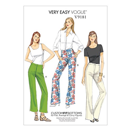 Vogue Patterns V9181A50 Pants Vogue Muster 9181, Damenhosen, Größen 34-42, Mehrfarbig, A5 (6-8-10-12-14)
