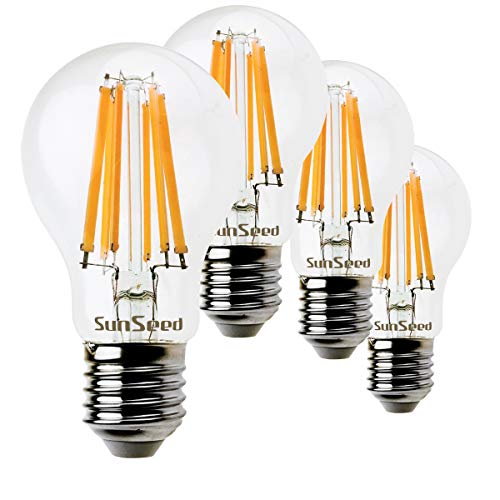 SunSeed® 4x Glühfaden LED classic Lampe E27 12W ersetzt 130W Warmweiß 2700K