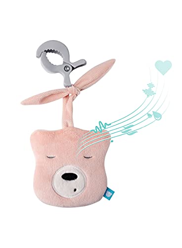 myHummy Baby Einschlafhilfe Geräusche Bär “mini“ rosa mit Klammer | Herzschlag und weißes Rauschen zur Beruhigung | Automatische Abschaltung | Sleep Aid White Noise Sound Bear for Babys