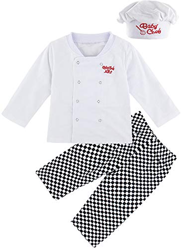 MOMBEBE COSLAND Baby Jungen Koch Bekleidungsset Halloween Chef Outfit 3-6 Monate Weiß