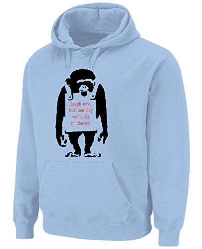 Tribal T-Shirts Banksy Laugh Now Monkey Herren-Kapuzenpullover, hellblau, XXL