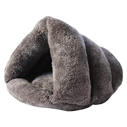 a-r Überdachtes Katzenbett,Weiche Grabhöhle für Katzen - Dreieckiges Fleece-Haustier-Höhlenbett Kuschelbau-Haus-Loch-Iglu-Nest Gemütliches Bett für Katzen und kleine Hunde