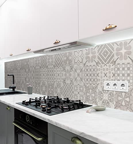 MyMaxxi - Selbstklebende Küchenrückwand Folie ohne Bohren - Aufkleber Motiv Mosaik Beige - 60cm hoch - Adhesive Kitchen Wall Design - Wandtattoo Wandbild Küche - Wand-Deko - Wandgestaltung