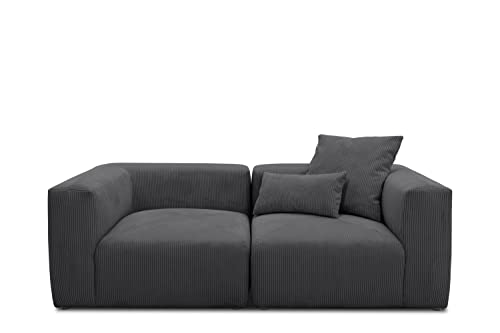 DOMO Collection Malia Modulsofa, 2 Sitzer bestehend aus Zwei Polsterecken, 2 Couch, Sofa, Modul, anthrazit, 216 x 108 cm