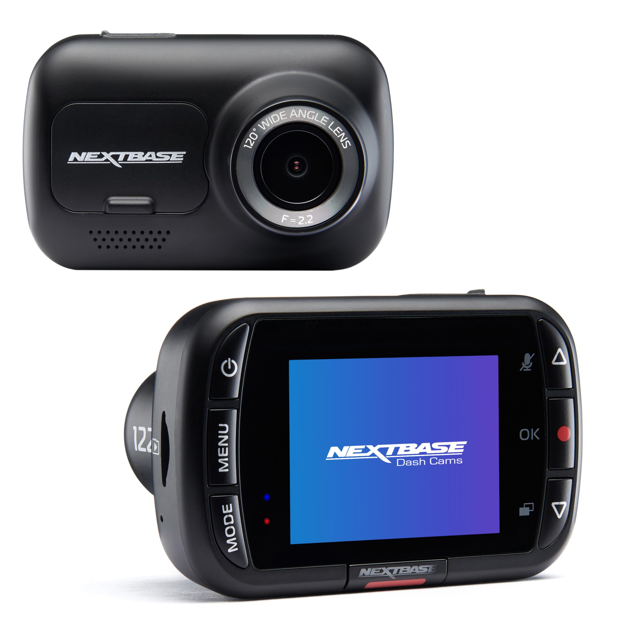 Nextbase 122 – Autokamera Dashcam Auto – Full 720p/30fps HD Aufzeichnung - 120° Weitwinkel GSensor Parküberwachung Kompatibel mit Polarisationsfilter