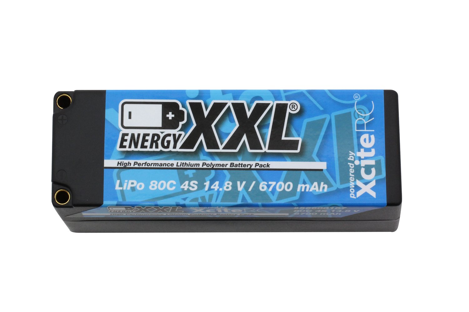 XciteRC 56600107 energyXXL LiPo Akku 14.8 V 6700 mAh, 4S 80C EFRA legal für RC Auto, schwarz