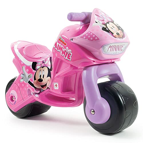 INJUSA - Moto Laufrad Minnie Mouse Twin Dessert, für Kinder von 18 bis 36 Monate, permanente Dekoration, breite Räder aus Kunststoff und Tragegriff, Farbe Rosa