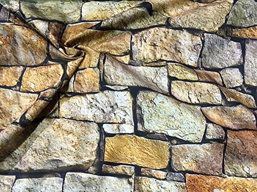 Steinmauer, Ziegelstein, Wandbild, Baumwolle, Material: 280 cm, extra breit, Meterware, Braun