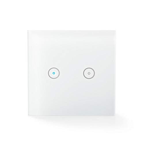 NEDIS - WLAN Smart Lichtschalter - Wandschalter - Dual - Einfach einzurichten und Diskret - App-Steuerung - Farbe: Weiss