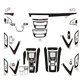 Autofolie Innenaufkleber Mittelkonsole Getriebe Armaturenbrett Air Türgriff Lift Panel (5D schwarze Kohlefaser Modell B) Für Peugeot 508 2011-2017