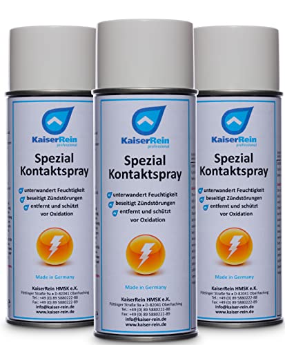 KaiserRein Spezial Kontaktspray (3x400ml) I Feuchtigkeitsschutz für elektrische Geräte und Anlagen I unterwandert und löst Oxid-Schichten und schützt vor neuer Oxidation