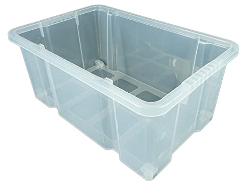 Novaliv 2x Euroboxen mit Deckel Rollen 55l 61x40x34 transparent Transparent Aufbewahrungsboxen Groß Stapelboxen Kisten Boxen Kunststoffkiste Lagerbox Spielzeugbox