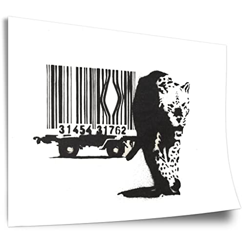 Poster Banksy Street-Art Leopard Barcode - Konsum-Kritik Globalisierung, Moderner Kunstdruck Canvas - Wohnzimmer, Inneneinrichtung Deko Kunstdruck ohne Rahmen, Wandbild - A4, A3, A2, A1, A0, XXL - ..