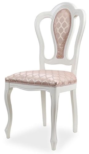 Casa Padrino Luxus Barock Esszimmer Stuhl Rosa/Weiß - Barockstil Massivholz Küchen Stuhl mit elegantem Muster - Prunkvolle Luxus Esszimmer Möbel im Barockstil - Handgefertigte Barock Möbel