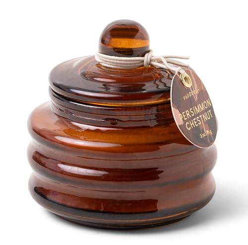 Paddywax Duftkerzen, Duftkerze im Glas, mit Deckel, luxuriös, Kunsthandwerker, 85 g, Bernstein – Persimmon Chestnut