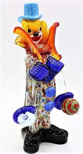 Clown aus Murano-Glas, Höhe 20 cm, hergestellt in Italien, Clown, F450, mit Kugel