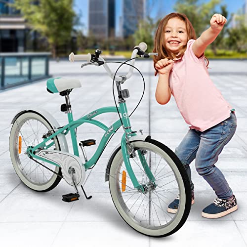 Actionbikes Kinderfahrrad Cruiser - 20 Zoll - Freilauf - Kettenschutz - Luftbereifung - Kinder Fahrrad - Kinderrad - Jungen und Mädchen - Von 5-9 Jahren (Cruiser 20 Zoll Türkis)