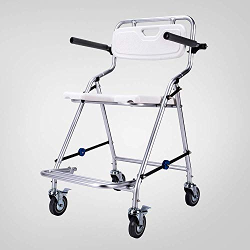 AOLI Bad Stuhl Griffige Badezimmer mit Rollen - Aluminiumlegierung Multi-Funktions-Stuhl, Rollstuhl für ältere Menschen, faltbar, kostenlose Installations,mit Rädern