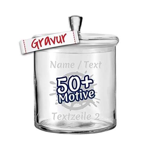 LEONARDO Vorratsglas / Vorratsdose mit Gravur personalisiert für Süßigkeiten und Kekse, Keksdose / Keksglas graviert, Plätzchendose / Bonbonglas 17x15 cm