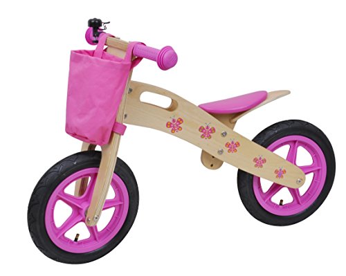Siva 90110 - Kinder Laufrad Holz Woody Butterfly Bike, rosa