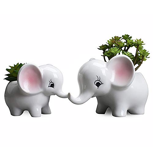 KGADRX Einfache Outdoor-Gartenarbeit, kreativer Sukkulenten-Blumentopf, Elefant, Keramik-Blumentopf, Desktop-Topfpflanze, Ornament für Wohnzimmer