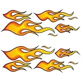 Racing Aufkleber "Fire Flames BIG" Feuer Flammen Sticker Set - 12 riesige Aufkleber in XXL Größe