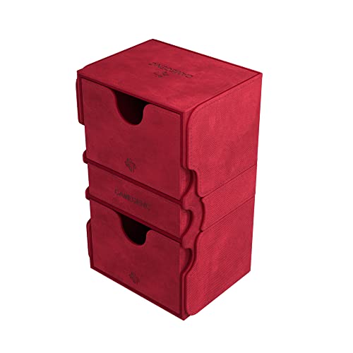 Stronghold 200+ XL wandelbare Deckbox | Doppelhüllen Kartenaufbewahrung | Kartenspielschutz mit Zubehörschublade | Nexofyber-Oberfläche | Für bis zu 200 Karten | Rot | Hergestellt von Gamegenic