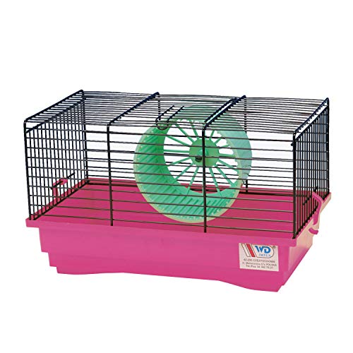 decorwelt Hamsterkäfige Pink Außenmaße 40x25,5x22 Nagerkäfig Hamster Plastik Kleintier Käfig mit Zubehör