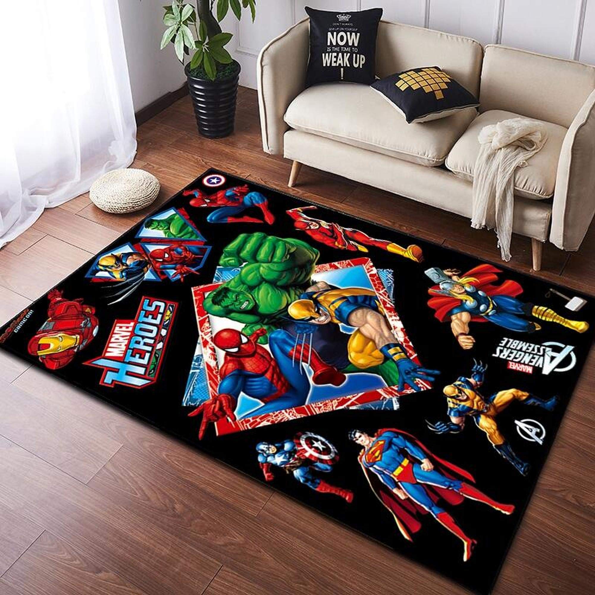 BILIVAN Avengers Anime Teppich Wohnzimmer Schlafzimmer Kinder Nachttisch Miracle Spider Gemustert Pad Boy Schlafzimmer Farbe Rutschfester Teppich 120 * 160