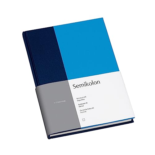 Semikolon (364840) Notizbuch A5 Cutting Edge dotted Marine - Aqua mit Bucheineneinband, 172 FSC-zertifizierte Seiten Elafin-Papier und Lesezeichen