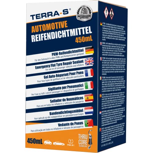 TERRA-S T16003 450mL Universal-Reifendichtmittel-Nachfüllflasche mit automatischem Einfüllen des Dichtmittels, die mit Allen Reifenpannen-Kits oder Kompressoren funktioniert.