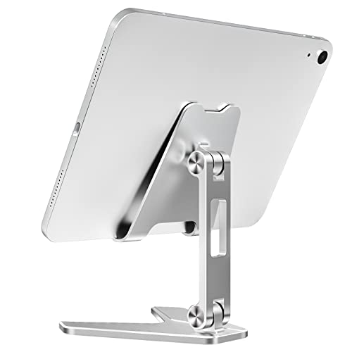 MoKo Tablet Ständer, Verstellbarer Aluminium Tablet Halterung für Schreibtisch, Stabiler Handyhalter für iPhone 14 Pro Max/14, iPad Air 4/Mini 6 2021, Galaxy Tab, iPad 10,2/Pro 11 2022, Silber