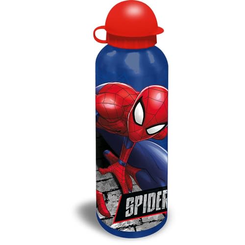 2 x Spiderman-Kinder-Lunchbox mit Aluminium-Sport-Wasserflasche | 500 ml isolierte Sport-Wasserflasche | BPA-freie Kunststoff-Lunchbox, Schule und Reisen, Geschenk für 3 + Jahre