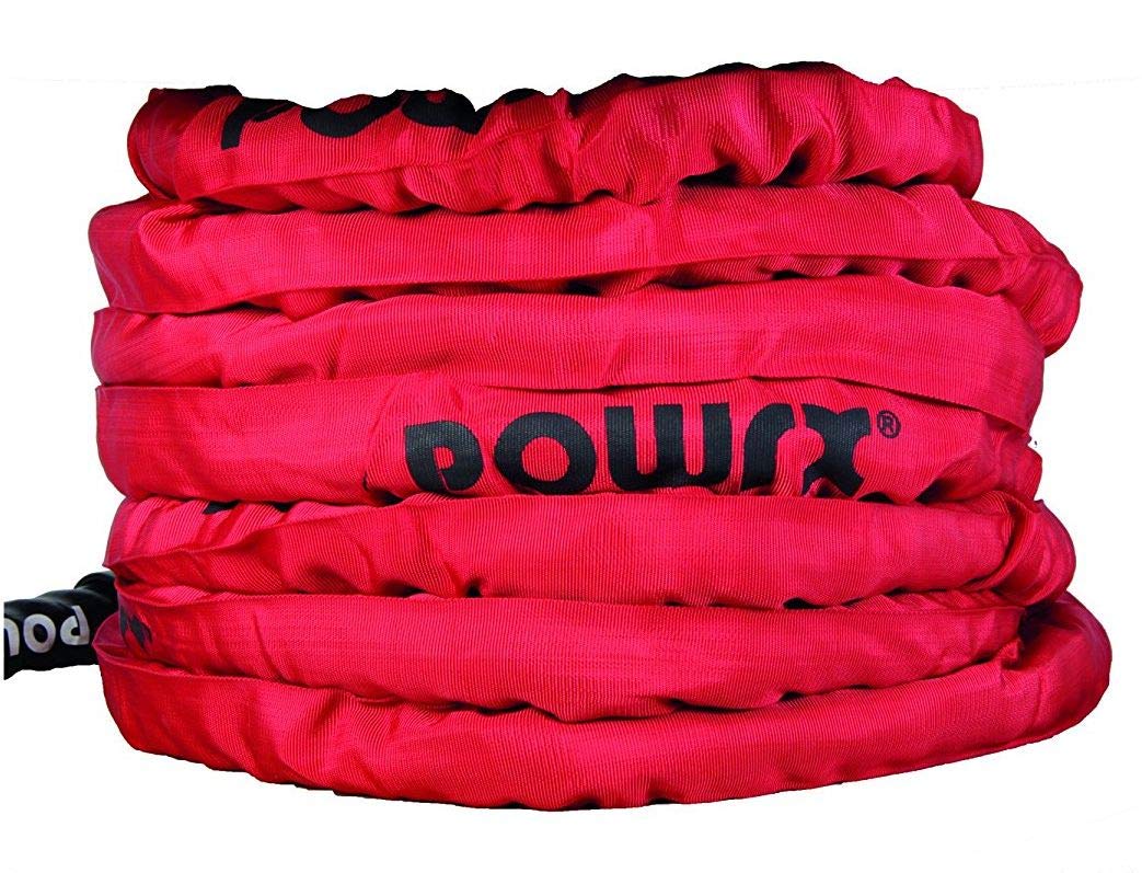 POWRX Battle Rope Schwungseil | 15 m x 3,8 cm | Trainingsseil Sportseil Schlagseil Fitness Tau (Rot)