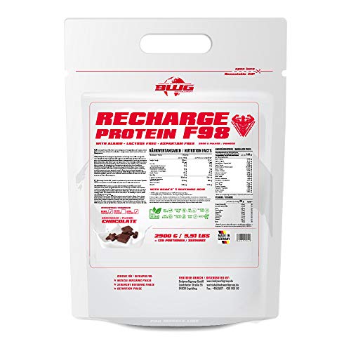 BWG Recharge Protein F98 Shake, Eiweißpulver für Muskelaufbau & Abnehmphase, Vegan, Lactosefrei, mit BCAA`S und Glutamin, Triple Chocolate (2500g)