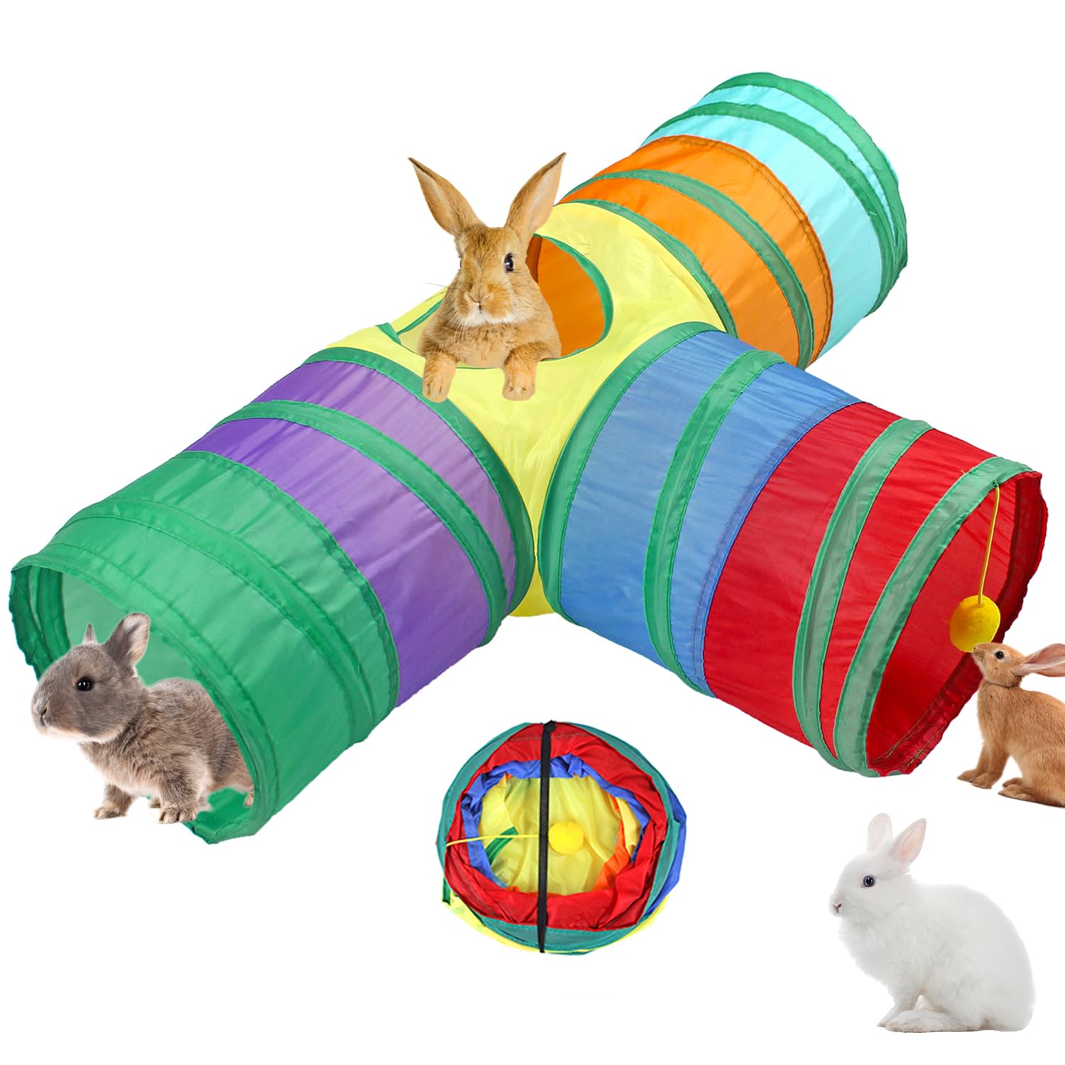 GNB PET Kaninchentunnel, Kaninchentunnel, zusammenklappbar, Kleintier-Tunnel, Versteck Spielzeug für Zwergkaninchen Hasen Meerschweinchen Frettchen Kitty Welpen