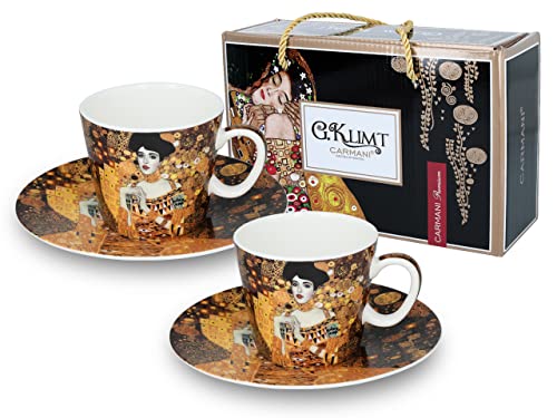 CARMANI - Espressotasse mit Untertasse Set bestehend aus 2 mit 'Adele' von Gustav Klimt