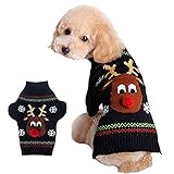 Weihnachtspullover für Hunde und Katzen, Hirsch mit roter Nase