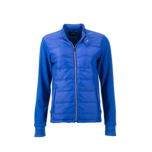 James & Nicholson - Damen Modische Sweat Jacke in attraktivem Materialmix (S, Nautic-Blue)