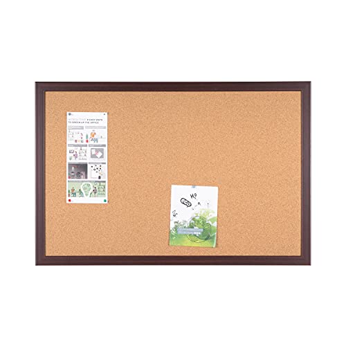 Bi-Office Earth - Korktafel mit Prime MDF Rahmen, Kirschen, Umweltfreundliche Pinnwand mit Naturkorkschicht, 120 x 90 cm