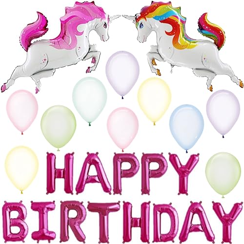 Toyland® Flamingo Birthday Balloon Pack - 1 x 16 Zoll Happy Birthday Balloon Banner, 2 x 35 Zoll Flamingo Balloons & 20 x Mixed Latex Balloons