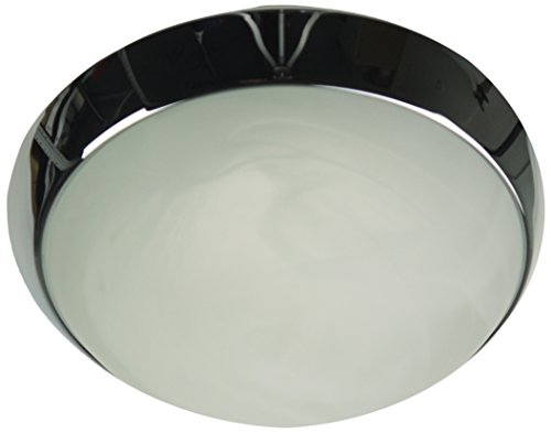 Niermann Standby Deckenleuchte-Alabaster-Dekorring Chrom, 30 cm, LED, Glas/Metall, Alabaster Art, 30 x 30 x 11 cm