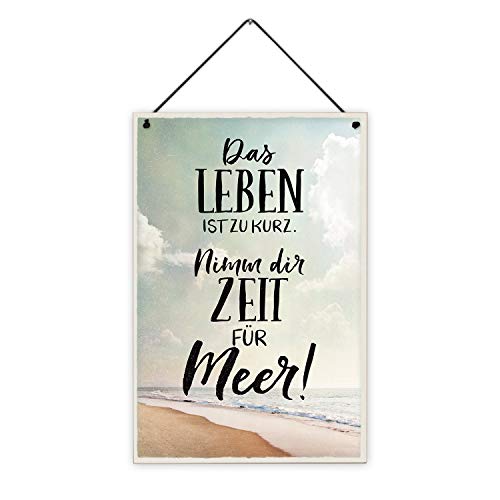 Fashionalarm Holzschild - Nimm dir Zeit für Meer | Deko-Schild bedruckt mit Spruch Geschenk-Idee Meer-Liebhaber Motivation Urlaub Motto Arbeit, ca. 20x30 cm, 8 mm
