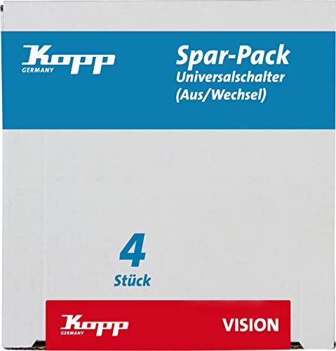 Kopp Profi Vision Spar-Pack: 4 Universalschalter (Aus und Wechsel),647620012, stahl, Profipack (4 Stück)