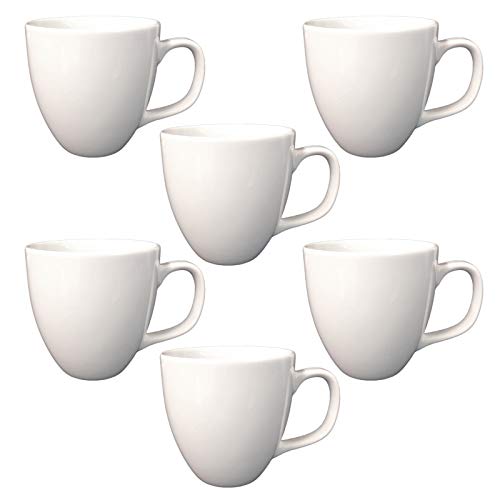 Doriantrade Kaffeebecher 6 Stück Tassen groß 400ml aus Porzellan Kaffee Becher Porzellantassen Harry 6er Set Haushalt Gastronomie Geschirr, Tasse zum Bemalen oder Bedrucken geeignet
