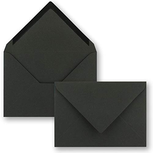 1000x kleine Umschläge aus Kraftpapier in Schwarz DIN C7 8,1 x 11,4 cm mit Spitzklappe und Nassklebung in 110 g/m² - kleiner blanko Mini-Umschlag