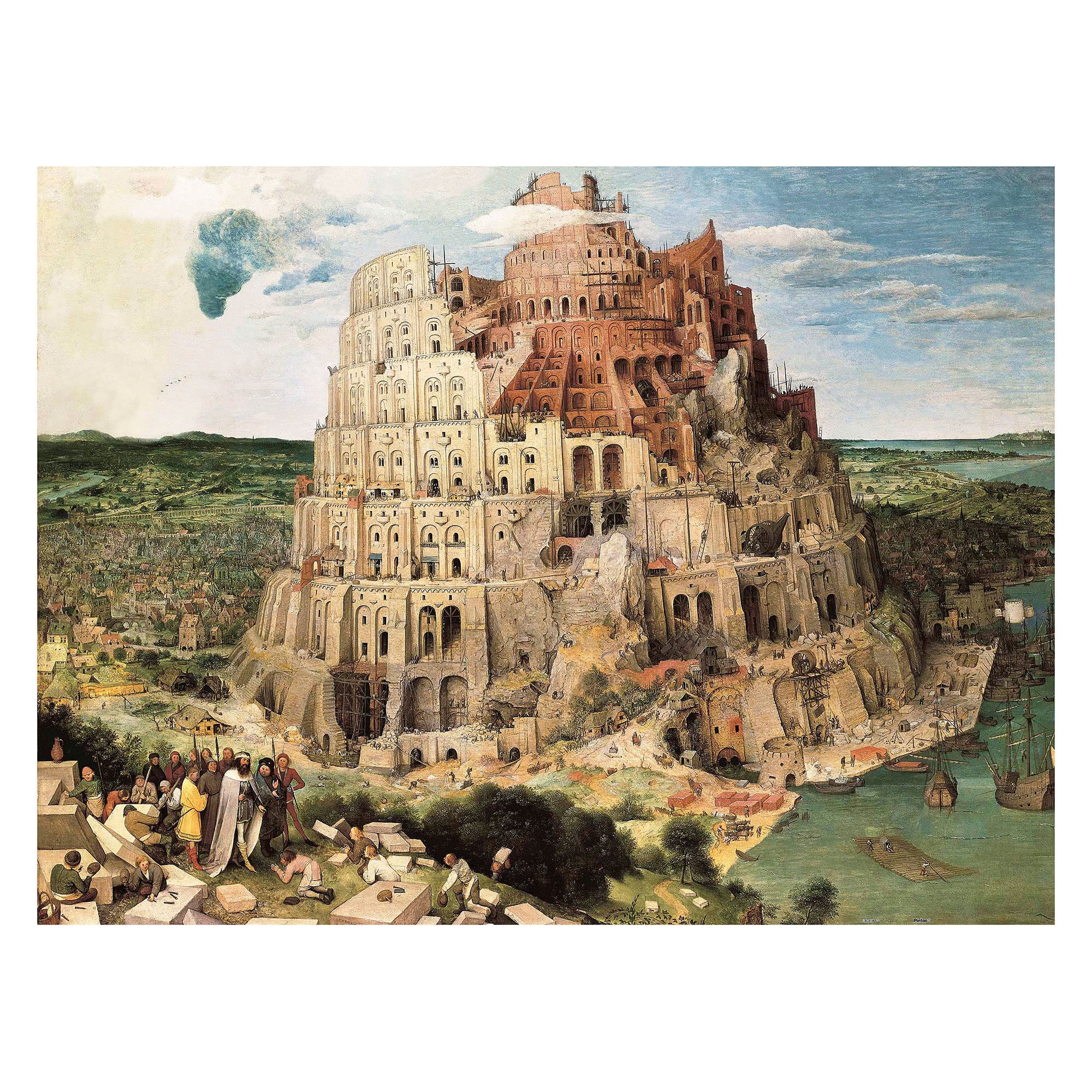 Pintoo Puzzles 1200 Teile für Erwachsene - Bruegel - Tower of Babel, 1563 Einfache Aufbewahrung, eng ineinandergreifendes Kunststoff-Puzzle, kein Kleber erforderlich [H2149]